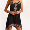 Straps Shift Dress Black Print Asymmetric Dress - Image 6