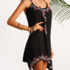 Straps Shift Dress Black Print Asymmetric Dress - Image 5