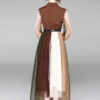 Vintage Shirt Dress Long Sleeve Turndown Collar Belt Color Block Semi Sheer Long Dress - Image 3