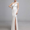 White Lace Long Dress One Shoulder Split Maxi Dress For Women