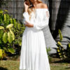 Boho Lace Off The Shoulder Long Sleeve Maxi Dress
