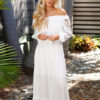 Boho Lace Off The Shoulder Long Sleeve Maxi Dress - Image 5