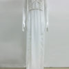 White Maxi Dress V-neck Sleeveless Slits Semi-Sheer Long Chiffon Dress For Women - Image 2