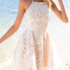 White Skater Dress Cut Out Spaghetti Straps Solid Color Summer Dress - Image 3