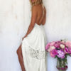 White Summer Dress Split Women’s Backless Maxi Dress - Image 2