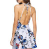 Floral Beach Summer Halter Cut Out Backless Skater Dress - Image 4