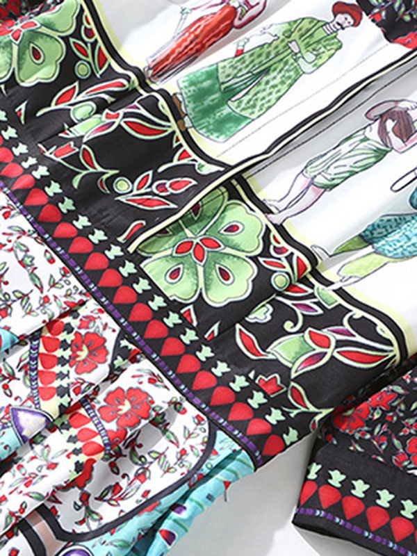 Women Shift Dress Half Sleeve Ethnic Print Spread Neck Front Button Midi Dress - Image 2