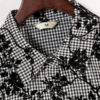 Women Shirt Dress Grey Long Sleeve Turndown Collar Embroidered Plaid High Low Short Dresses - Image 5