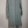 Women’s Lace Dress Long Sleeve Crew Neck Illusion Pleated Slim Fit Grey Dress - Image 2