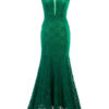 Women’s Lace Dress V Neck Sleeveless Long Mermaid Dresses - Image 3