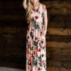 Women’s Maxi Dresses Floral Print Short Sleeve Summer Long Dress