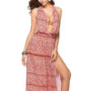 Floral Boho Halter Backless High Slit Sleeveless Dresses - Image 3