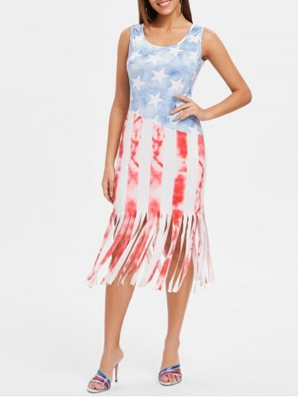 American Flag Fringed Edge Dresses