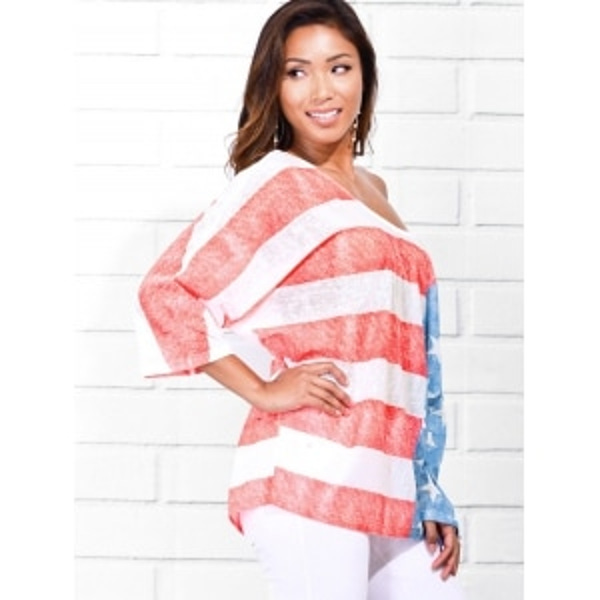 American Flag Skew Neck T-shirt - Image 2