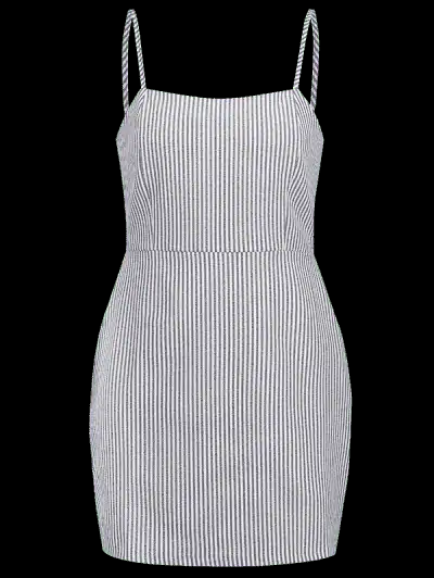 Back Zipper Stripes Cami Dress - Image 4