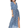 Boho Ethnic V Neck Half Sleeve High Slit Maxi Dresses - Image 3