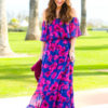Boho V Neck Half Sleeve High Slit Maxi Dresses