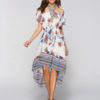 Boho Floral Off Shoulder High Low Dresses