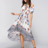 Boho Floral Off Shoulder High Low Dresses - Image 2
