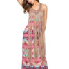 Boho Fringe V Neck Geometric Maxi Dresses - Image 3