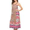 Boho Fringe V Neck Geometric Maxi Dresses - Image 4