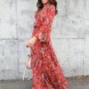 Boho Long Sleeve Split Tie Maxi Dresses - Image 4