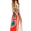 Boho Plunging Neckline Slit Long Maxi Dresses - Image 2