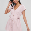Button Up Mini Knotted Dress