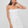 Button Up Striped Mini A Line Dress