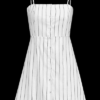 Button Up Striped Mini A Line Dress - Image 4