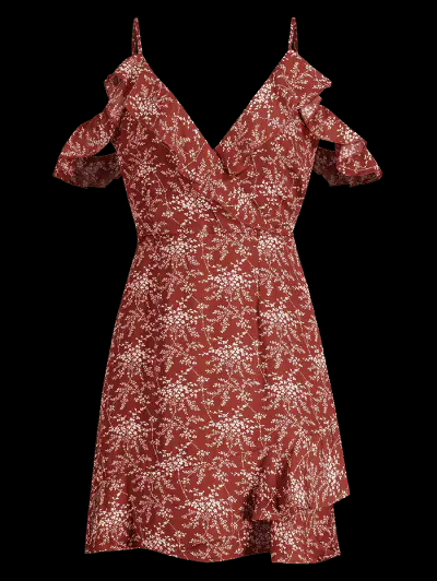 Cold Shoulder Ruffle Floral Mini Dress - Image 5