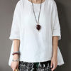 Casual Half Sleeve Asymmetric Retro Blouse - Image 2