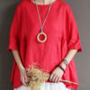Casual Half Sleeve Asymmetric Retro Blouse - Image 3
