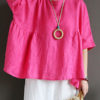Casual Half Sleeve Asymmetric Retro Blouse - Image 4