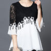 Elegant Lace Patchwork Half Sleeve Blouse - Image 3