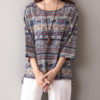 Ethnic Three Quarter Sleeve Loose Asymmetric Blouse - Image 2