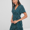Faux Wrap Polka Dot Mini Tea Dress