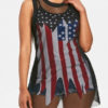 Fishnet and American Flag Slip Top T-shirt