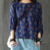 Floral 3/4 Sleeve Crew Neck Blouse - Image 4