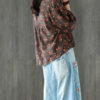 Floral 3/4 Sleeve Crew Neck Blouse - Image 3