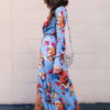 Floral Long Sleeve Tea Split Tie Waist Maxi Dresses - Image 3