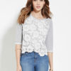 Half Sleeve Lace Patchwork Ruffled T-shirt - Image 2