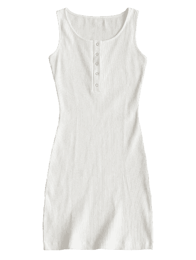 Knitted Snap Button Ribbed Bodycon Dress - Black S - Image 8