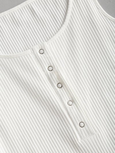 Knitted Snap Button Ribbed Bodycon Dress - Black S - Image 10