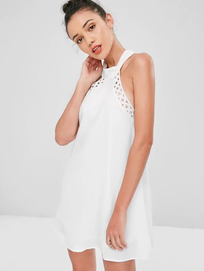 Knotted Crochet Trim Mini Dress - Image 2