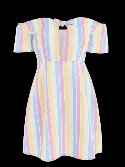 Knotted Stripes Off Shoulder Dress - Image 5