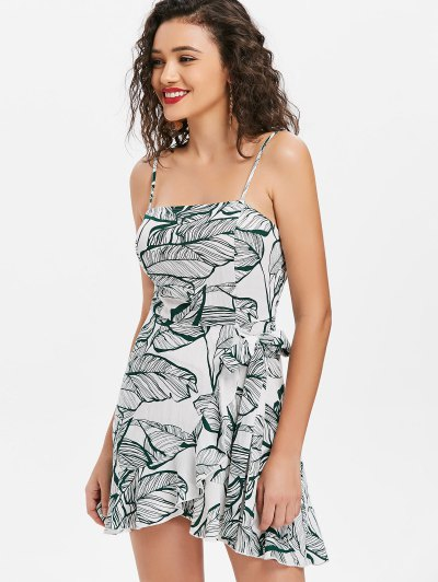 Leaves Asymmetric Cami Dress - Image 3