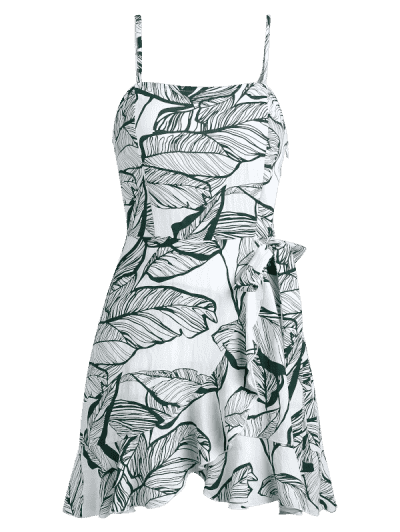 Leaves Asymmetric Cami Dress - Image 4