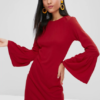 Long Bell Sleeve Mini Bodycon Dress