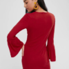 Long Bell Sleeve Mini Bodycon Dress - Image 3